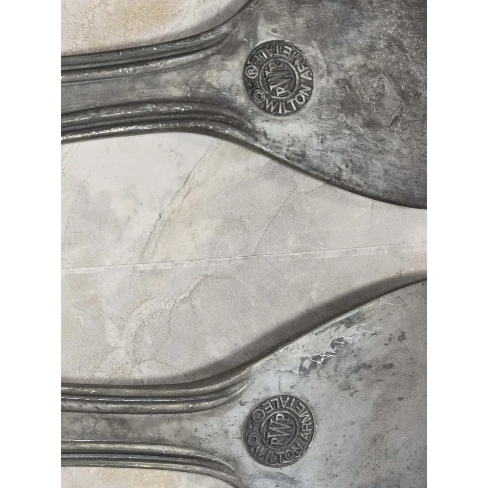 Wilton Armetale Pewter Beaded Salad Serving Spoon Fork Utensil Set 12.5